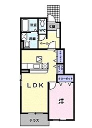 サンソーレ　B 1階1LDKの間取り