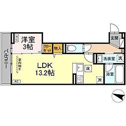 D-residence明神 1階1LDKの間取り