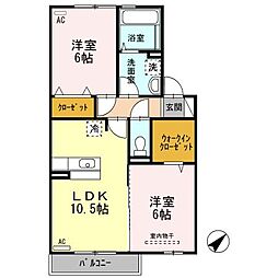 アクイーユ 2LDKの間取図画像