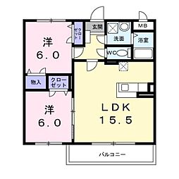 レジデンス福山西 2LDKの間取図画像