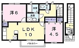 中土井ロングハイツ 2LDKの間取図画像