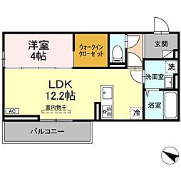 尾道市門田町アパート 1LDKの間取図画像