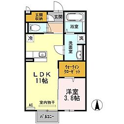 キャトルセゾン 1LDKの間取図画像