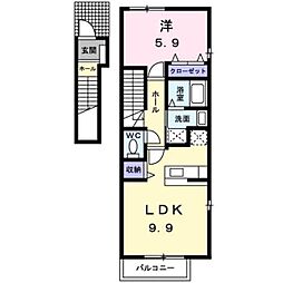 サンフィオーレA 1LDKの間取図画像