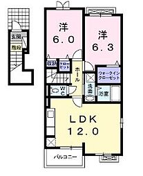 グラースB 2LDKの間取図画像