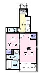 シーサイドビレッジB 1SKの間取図画像