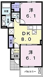 シエルブル 2DKの間取図画像