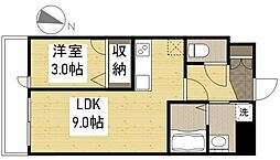 月光福山三吉町 1LDKの間取図画像