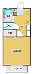 ブルーダイアモンドB 1DKの間取図画像