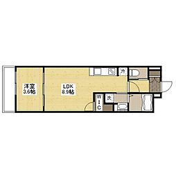月光西深津壱番館 1LDKの間取図画像