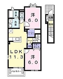 ラブリーグレイス 2LDKの間取図画像