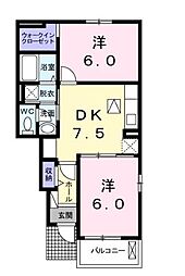 フィールドサンB 2DKの間取図画像