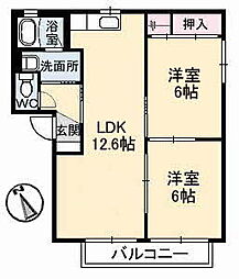 バリュージュアカギ 2LDKの間取図画像