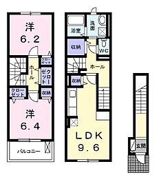ラ・ローザ 2LDKの間取図画像