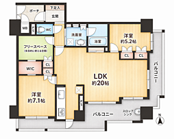 プレステージ四天王寺ラフィース 3LDKの間取図画像