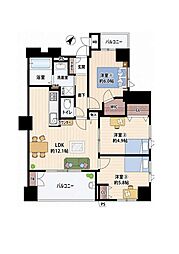 アールヴェール阿倍野松崎町 3LDKの間取図画像