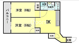 岡山電気軌道清輝橋線 清輝橋駅 徒歩7分の賃貸マンション 5階2DKの間取り