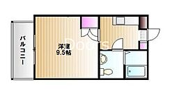 サニーフラッツ 3階1Kの間取り
