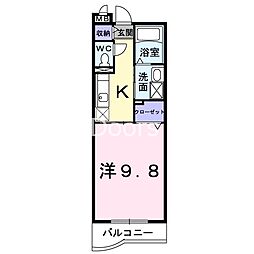 JR山陽本線 岡山駅 徒歩22分の賃貸マンション 3階1Kの間取り