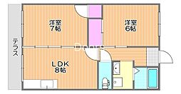 ガーデンパーク3 2LDKの間取図画像