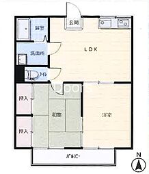 JR山陽本線 北長瀬駅 徒歩18分の賃貸アパート 1階2LDKの間取り