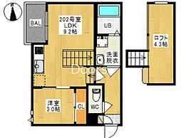 GRANDTIC 新保I(グランティック シンボウワン) 1LDKの間取図画像