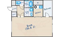 ロイヤルスプリングス 1Kの間取図画像