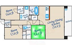 ロジュマン千里中央ヒルズ 3LDKの間取図画像