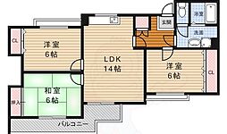 箕面リビエールハイツファースト 3LDKの間取図画像