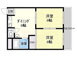 エリータ桃山台2 2DKの間取図画像