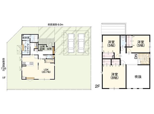 開放感のある吹き抜けを採用した3LDK。家族が自然と集まる明るい空間と、暮らしやすさを考えた間取りが魅力です。