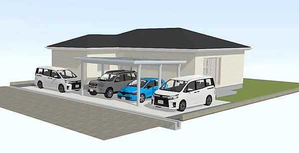 カーポート込みで4台駐車可能。お子様の成長で車が増えても安心です。裏庭や農地をどう使うか、家族で考える楽しみも魅力です。