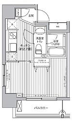 JR山手線 恵比寿駅 徒歩20分の賃貸マンション 8階1Kの間取り