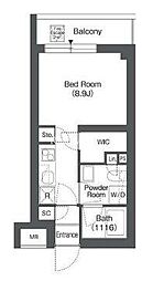 東急池上線 戸越銀座駅 徒歩5分の賃貸マンション 4階ワンルームの間取り