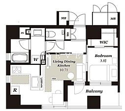 JR京葉線 八丁堀駅 徒歩13分の賃貸マンション 5階1LDKの間取り
