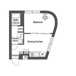 JR京浜東北・根岸線 大井町駅 徒歩9分の賃貸マンション 2階1DKの間取り