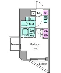 JR京浜東北・根岸線 品川駅 徒歩19分の賃貸マンション 2階1Kの間取り