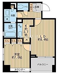 都営浅草線 戸越駅 徒歩3分の賃貸マンション 15階1LDKの間取り