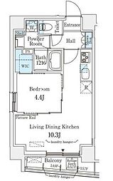 東京メトロ千代田線 乃木坂駅 徒歩8分の賃貸マンション 6階1LDKの間取り