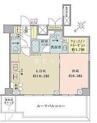 JR山手線 目黒駅 徒歩14分の賃貸マンション 6階1Kの間取り