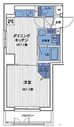 JR山手線 田町駅 徒歩9分の賃貸マンション 9階1DKの間取り