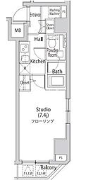 JR山手線 新橋駅 徒歩12分の賃貸マンション 8階1Kの間取り