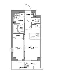 JR山手線 大崎駅 徒歩13分の賃貸マンション 3階1LDKの間取り