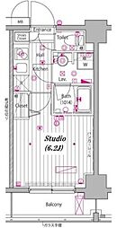 都営浅草線 高輪台駅 徒歩12分の賃貸マンション 2階1Kの間取り