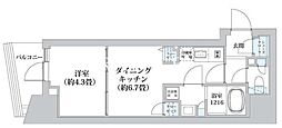 JR山手線 五反田駅 徒歩7分の賃貸マンション 8階1DKの間取り