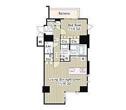 東京メトロ銀座線 外苑前駅 徒歩5分の賃貸マンション 4階1LDKの間取り