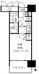 JR山手線 田町駅 徒歩15分の賃貸マンション 10階1Kの間取り