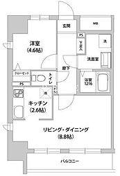 JR山手線 田町駅 徒歩8分の賃貸マンション 9階1LDKの間取り