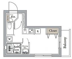 東京メトロ有楽町線 月島駅 徒歩3分の賃貸マンション 3階ワンルームの間取り