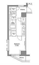 都営大江戸線 飯田橋駅 徒歩12分の賃貸マンション 2階1Kの間取り